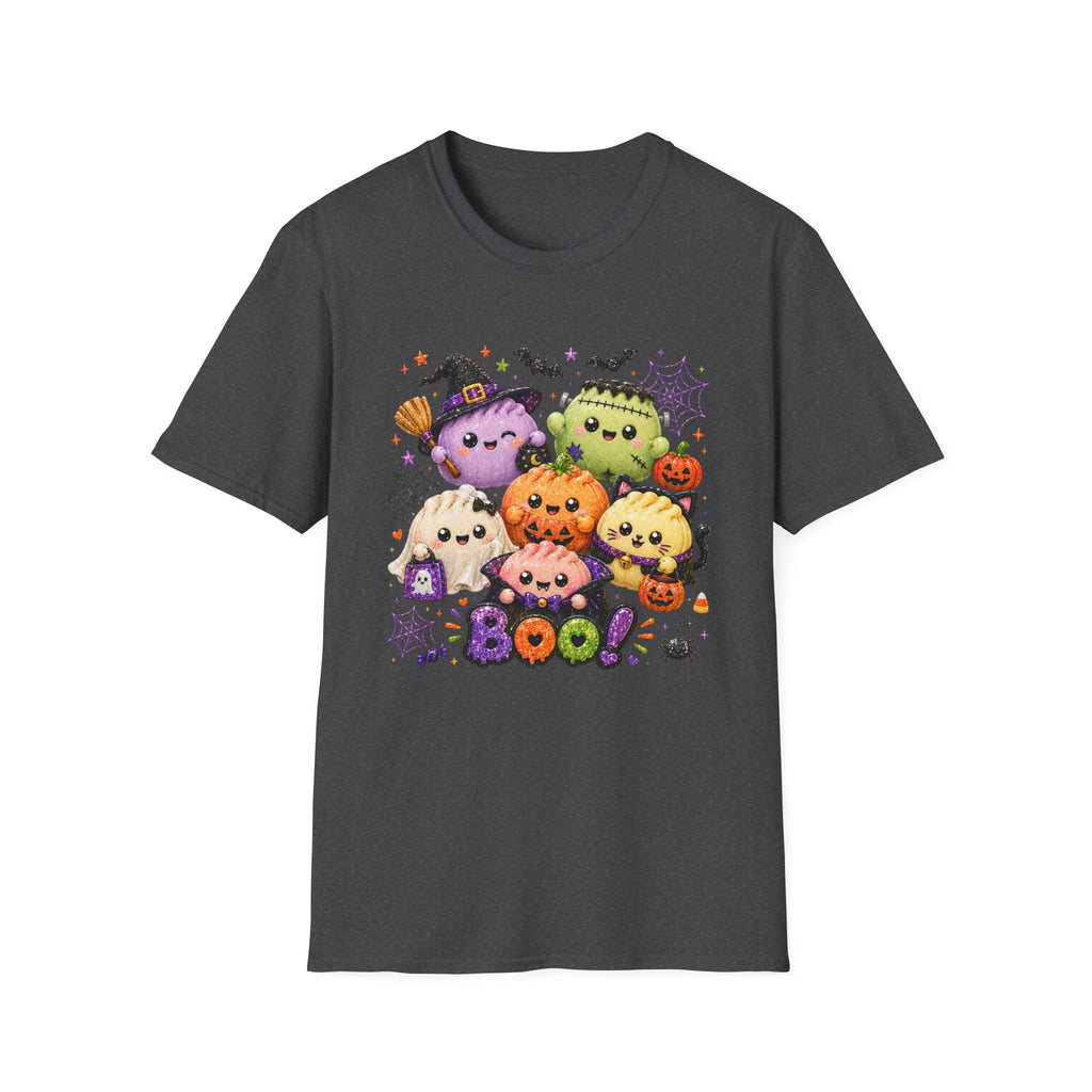 Cute Halloween Squish Dumplings Pumpkin & Monster T-Shirt — Kawaii Trick-or-Treat 'Boo' Tee
