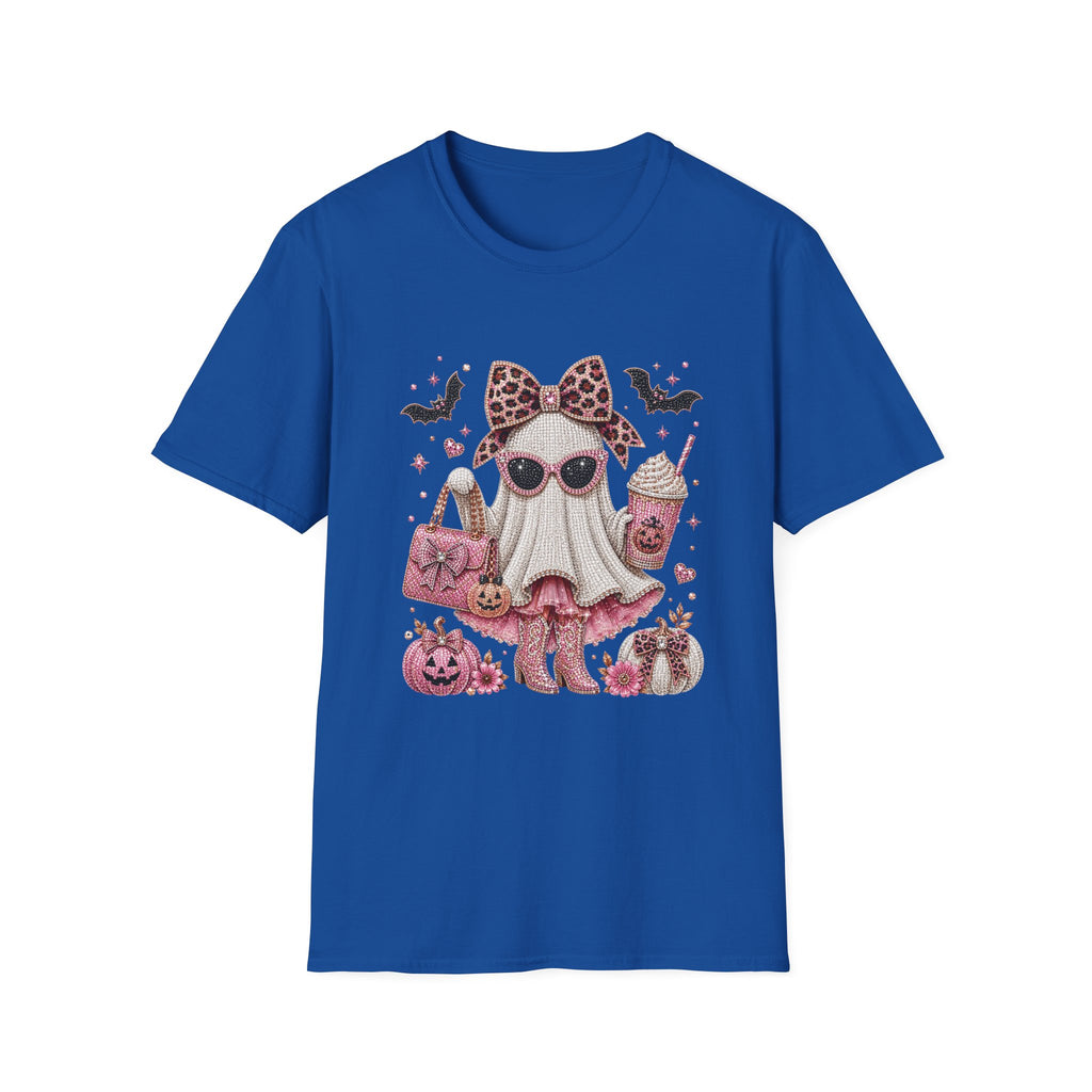 Cute Pink Leopard Ghost T-Shirt — Halloween Girly Graphic Tee