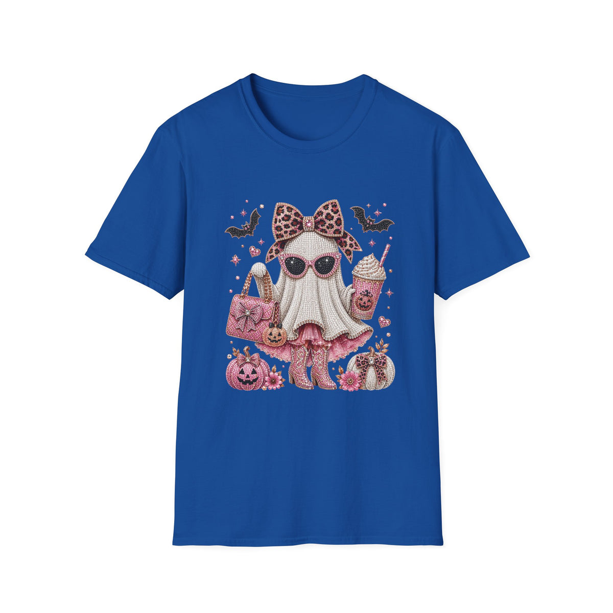 Cute Pink Leopard Ghost T-Shirt — Halloween Girly Graphic Tee