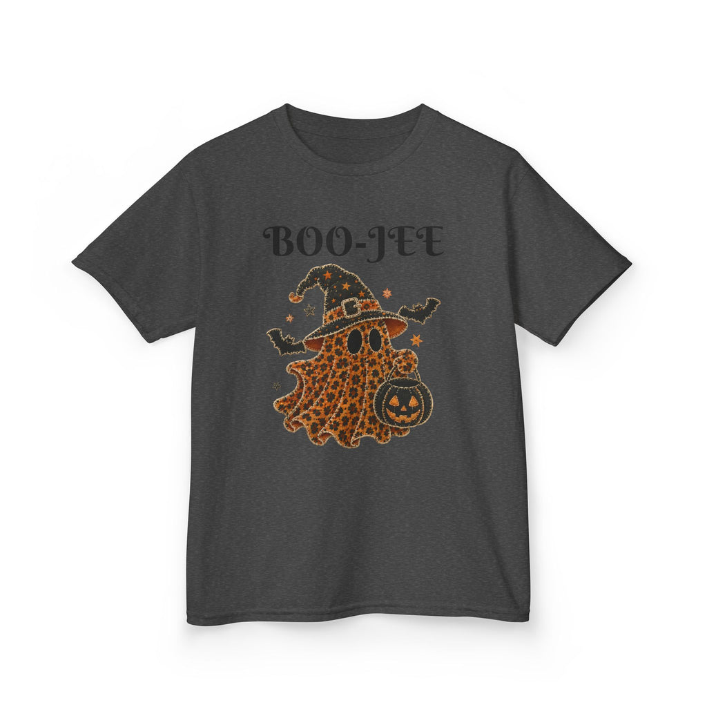 Kids Halloween Tee — "Boo-Jei" Leopard Ghost Witch Shirt