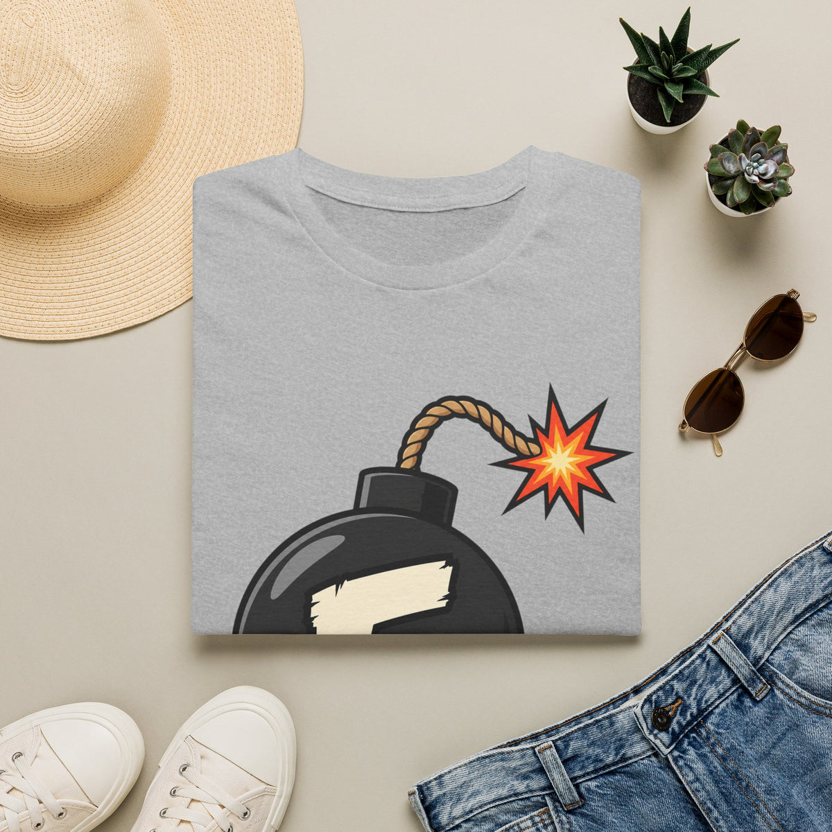 Funny F-Bomb Graphic T‑Shirt — 'F' Letter Cartoon Bomb Design