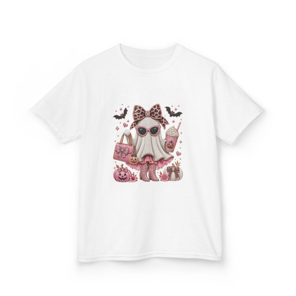 Kids Boujee Sparkle Boo Ghost Girly Girl T-shirt Tee