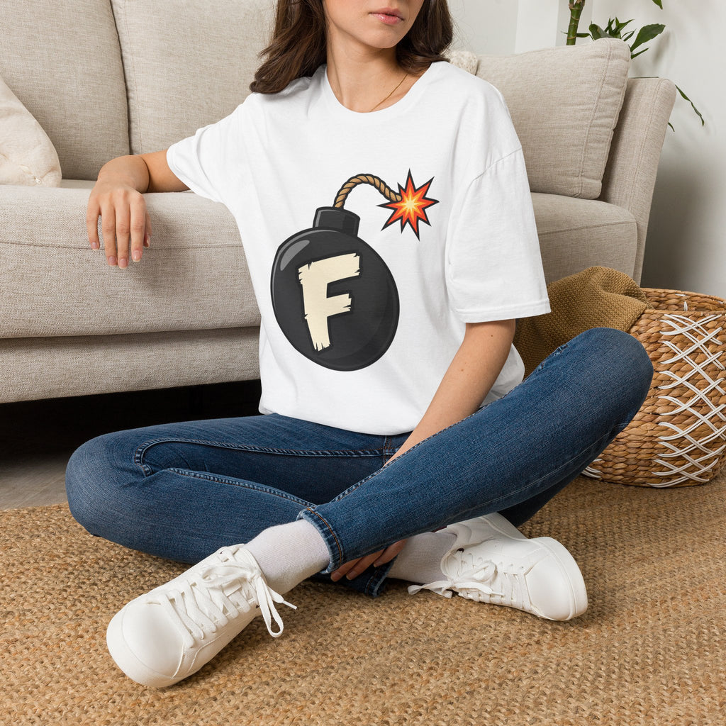 Funny F-Bomb Graphic T‑Shirt — 'F' Letter Cartoon Bomb Design