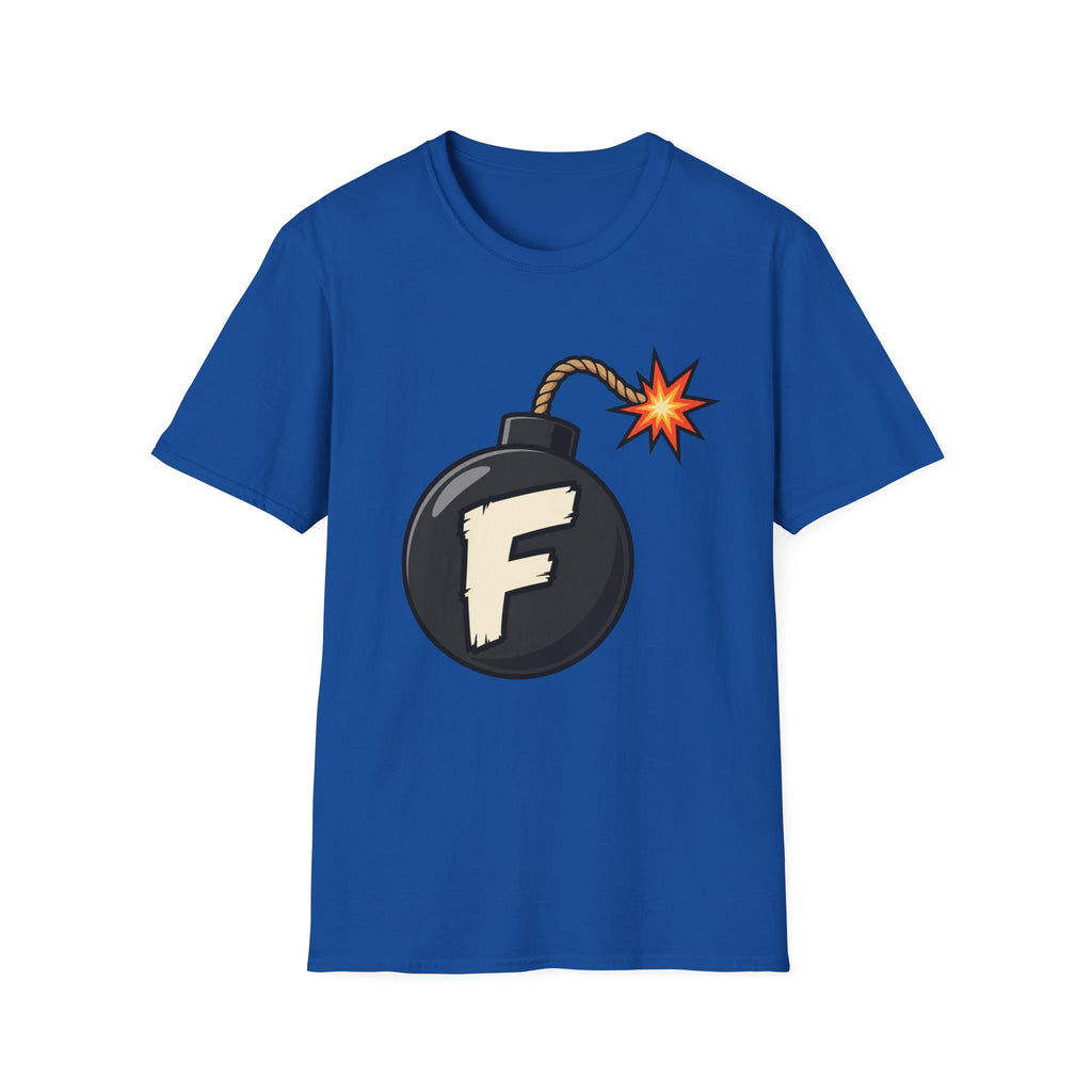 Funny F-Bomb Graphic T‑Shirt — 'F' Letter Cartoon Bomb Design