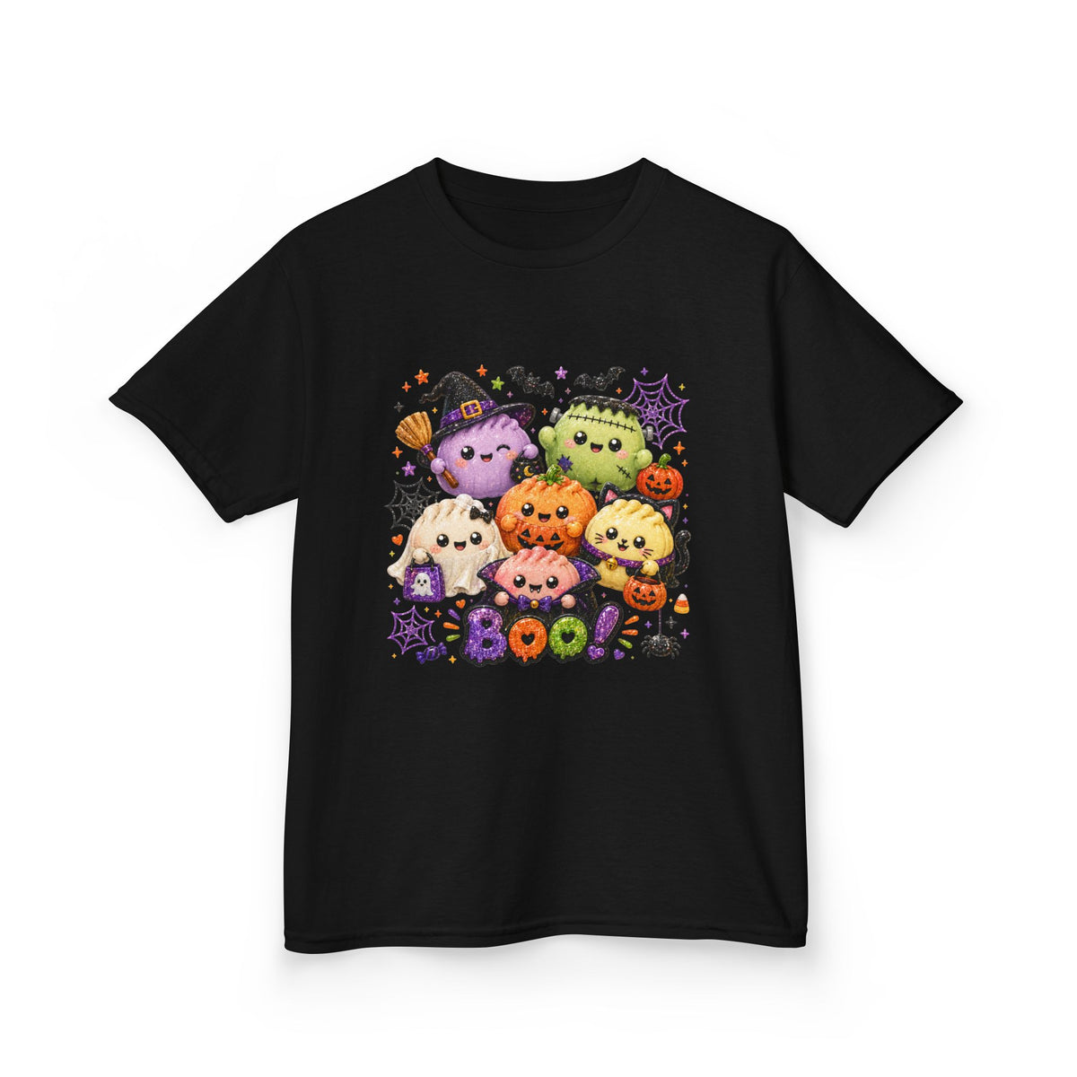 Kids Halloween Squish Dumplings Boo Tee — Cute Kawaii Ghosts & Pumpkin Friends