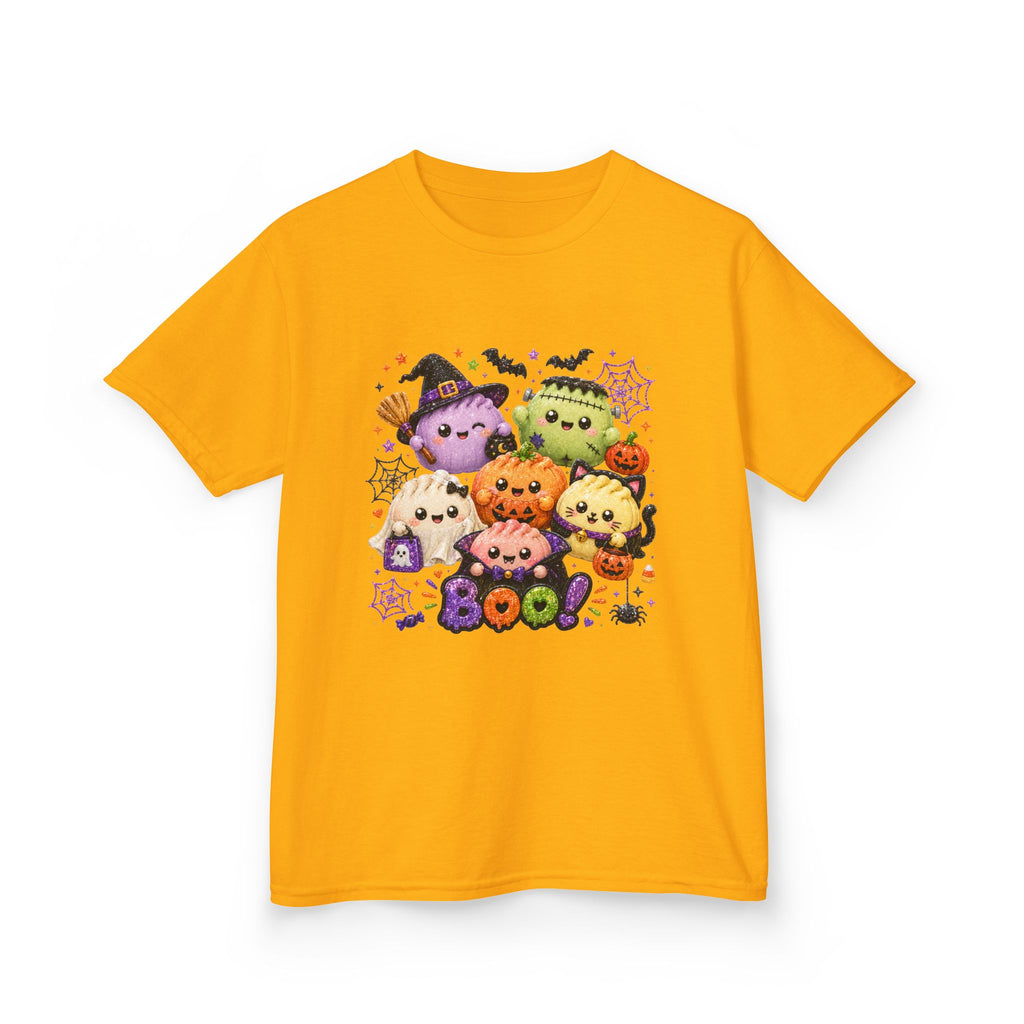 Kids Halloween Squish Dumplings Boo Tee — Cute Kawaii Ghosts & Pumpkin Friends