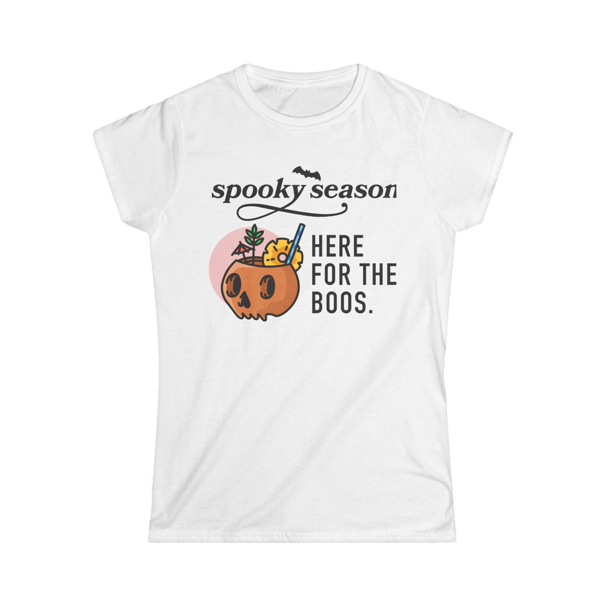 Halloween Spooky Season Women's White Tee — Classic Softstyle Short Sleeve T-Shirt