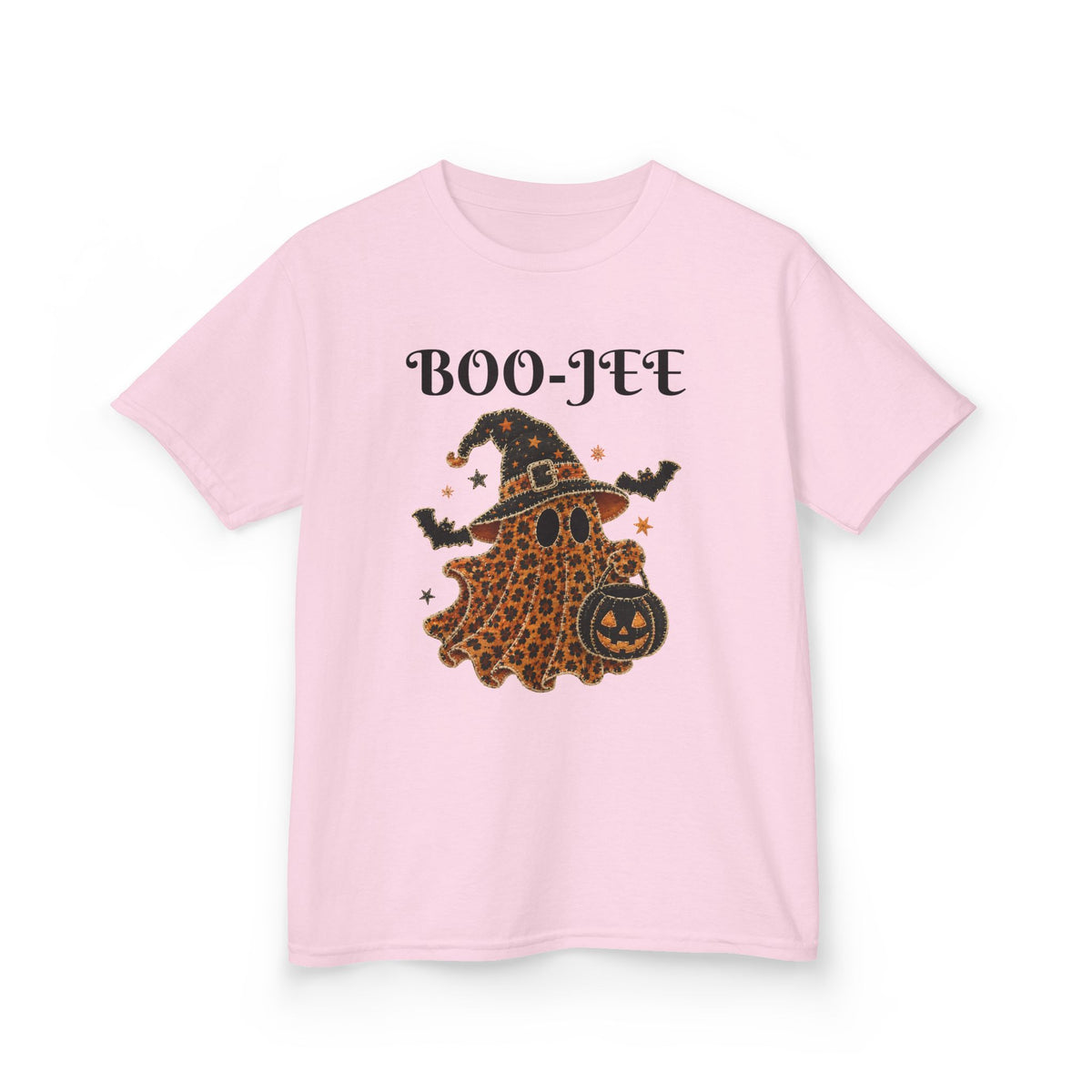 Kids Halloween Tee — "Boo-Jei" Leopard Ghost Witch Shirt