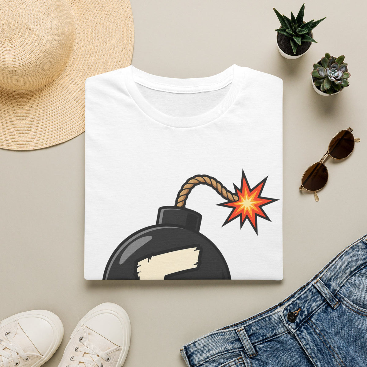 Funny F-Bomb Graphic T‑Shirt — 'F' Letter Cartoon Bomb Design