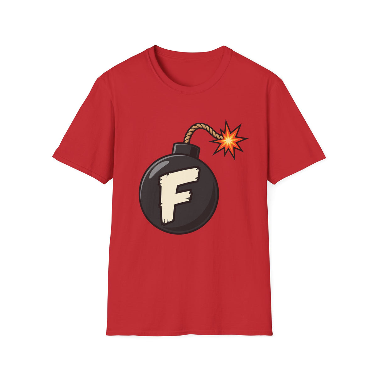 Funny F-Bomb Graphic T‑Shirt — 'F' Letter Cartoon Bomb Design