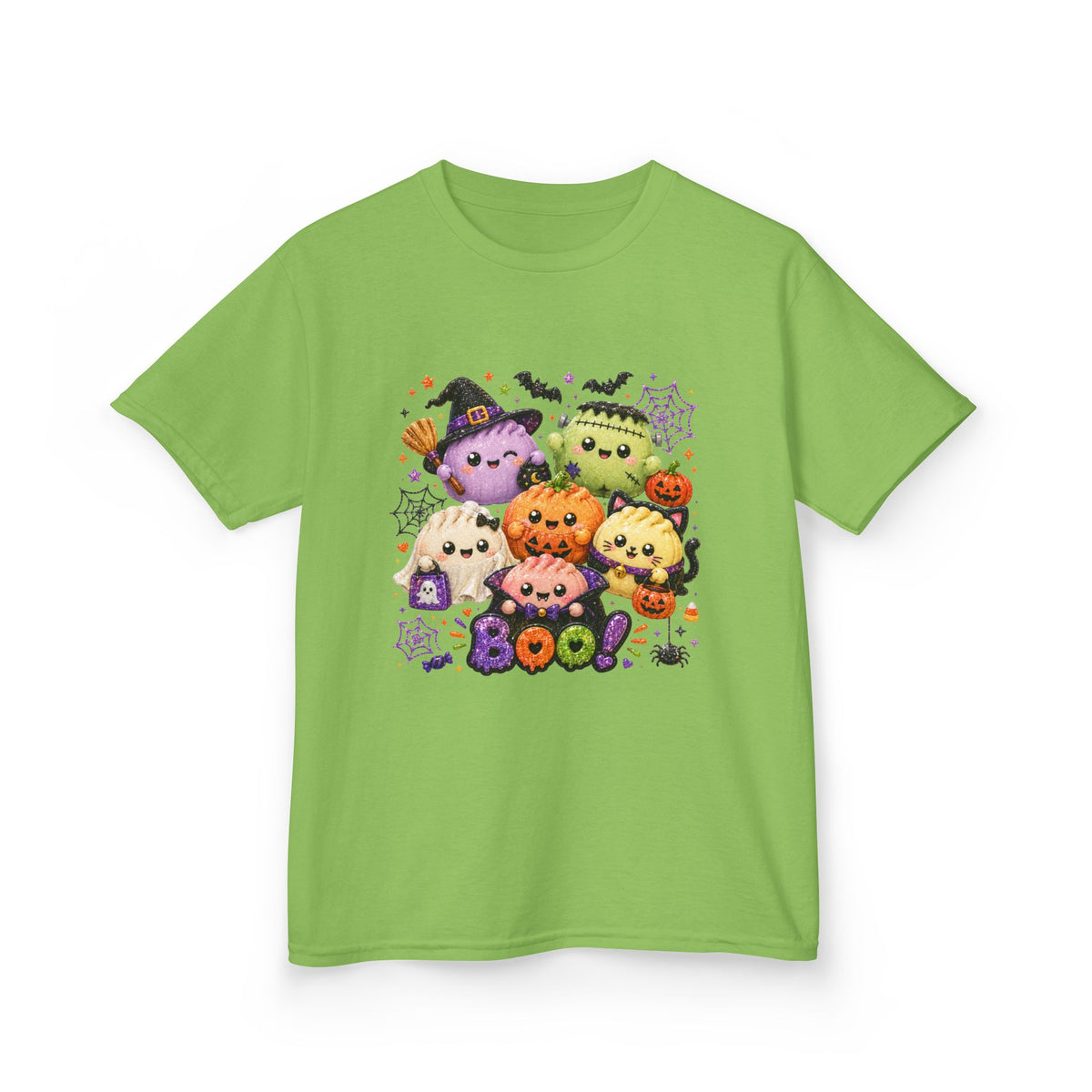 Kids Halloween Squish Dumplings Boo Tee — Cute Kawaii Ghosts & Pumpkin Friends