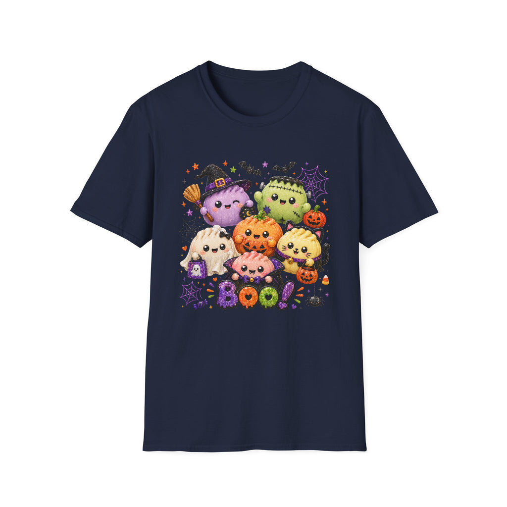 Cute Halloween Squish Dumplings Pumpkin & Monster T-Shirt — Kawaii Trick-or-Treat 'Boo' Tee