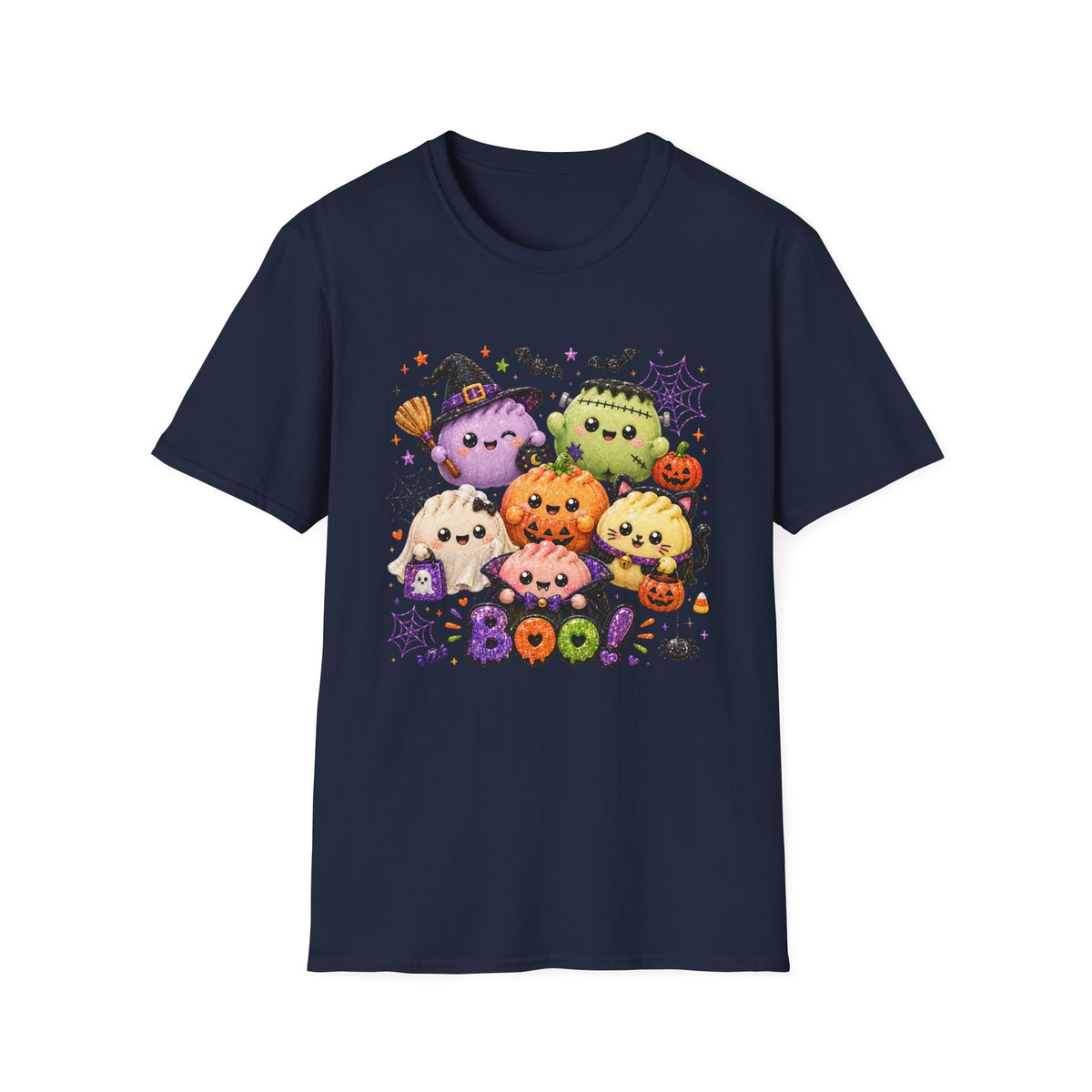 Cute Halloween Squish Dumplings Pumpkin & Monster T-Shirt — Kawaii Trick-or-Treat 'Boo' Tee