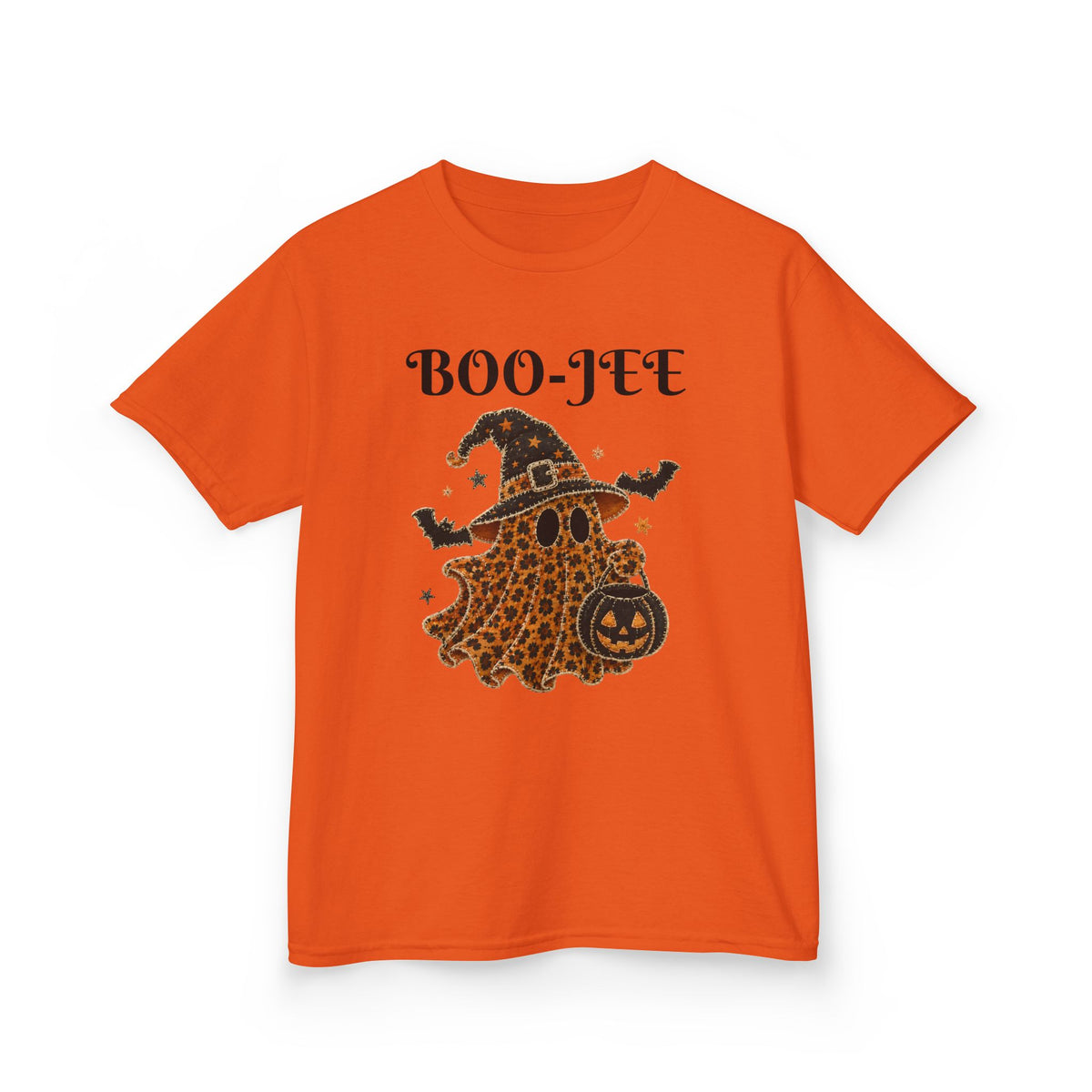 Kids Halloween Tee — "Boo-Jei" Leopard Ghost Witch Shirt