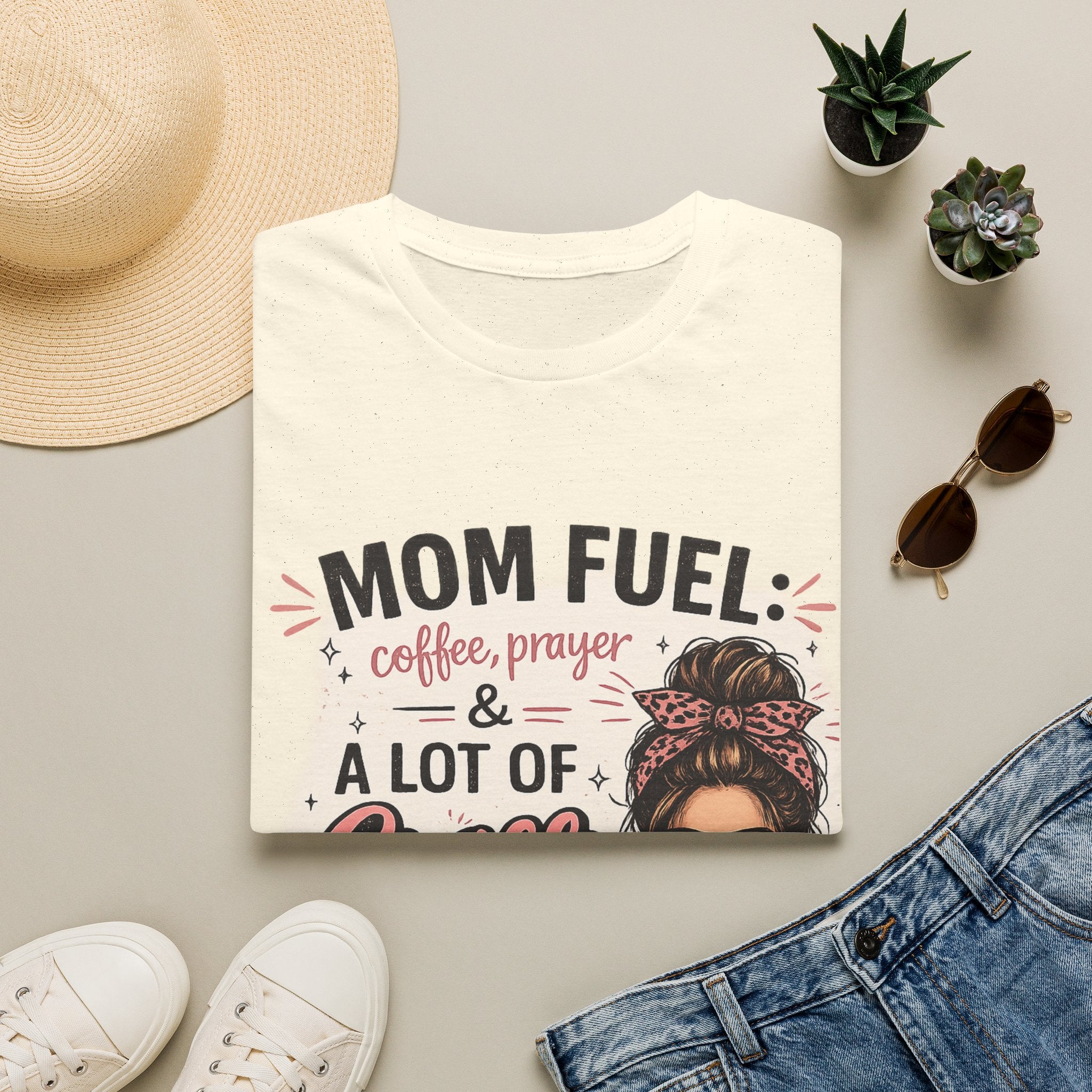 Mom Fuel T‑Shirt — "Coffee, Prayer & A Lot of Grace" Graphic Tee for Moms