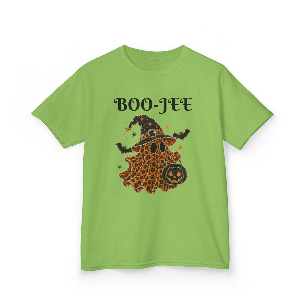 Kids Halloween Tee — "Boo-Jei" Leopard Ghost Witch Shirt