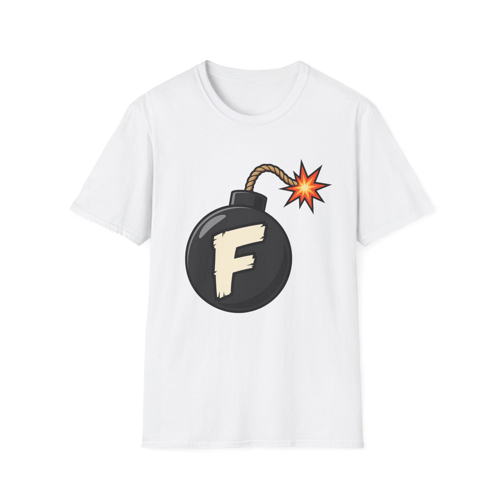 Funny F-Bomb Graphic T‑Shirt — 'F' Letter Cartoon Bomb Design