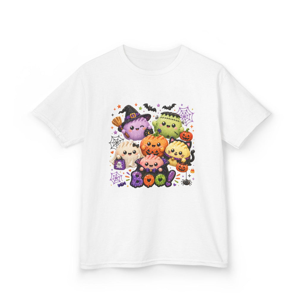 Kids Halloween Squish Dumplings Boo Tee — Cute Kawaii Ghosts & Pumpkin Friends
