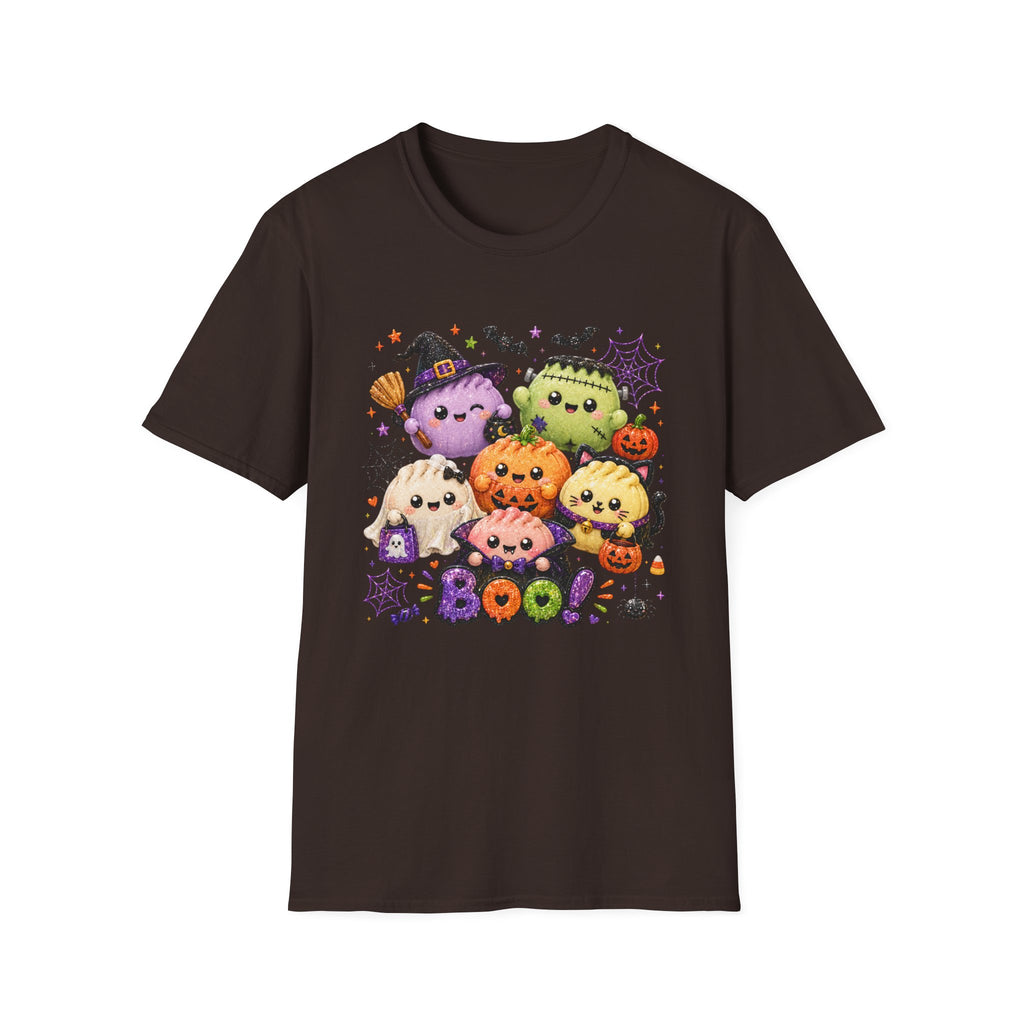 Cute Halloween Squish Dumplings Pumpkin & Monster T-Shirt — Kawaii Trick-or-Treat 'Boo' Tee
