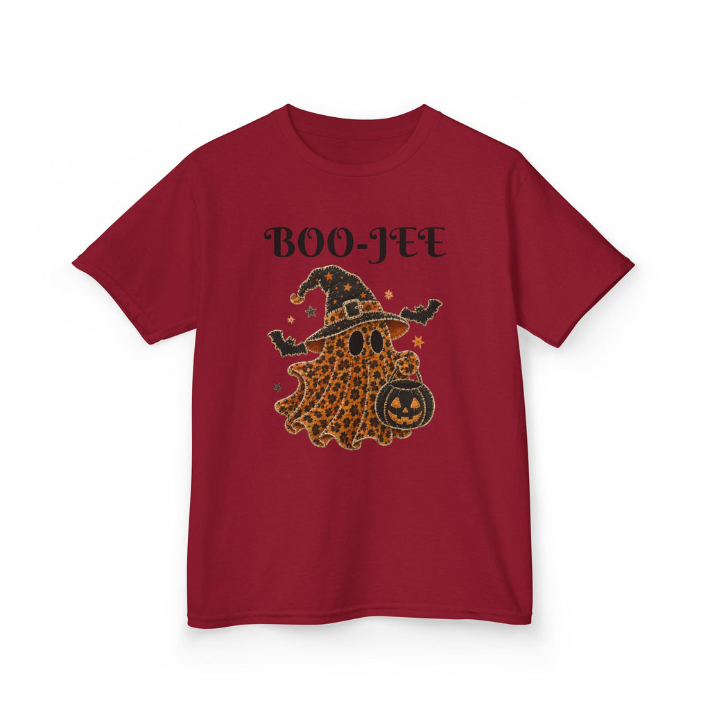 Kids Halloween Tee — "Boo-Jei" Leopard Ghost Witch Shirt