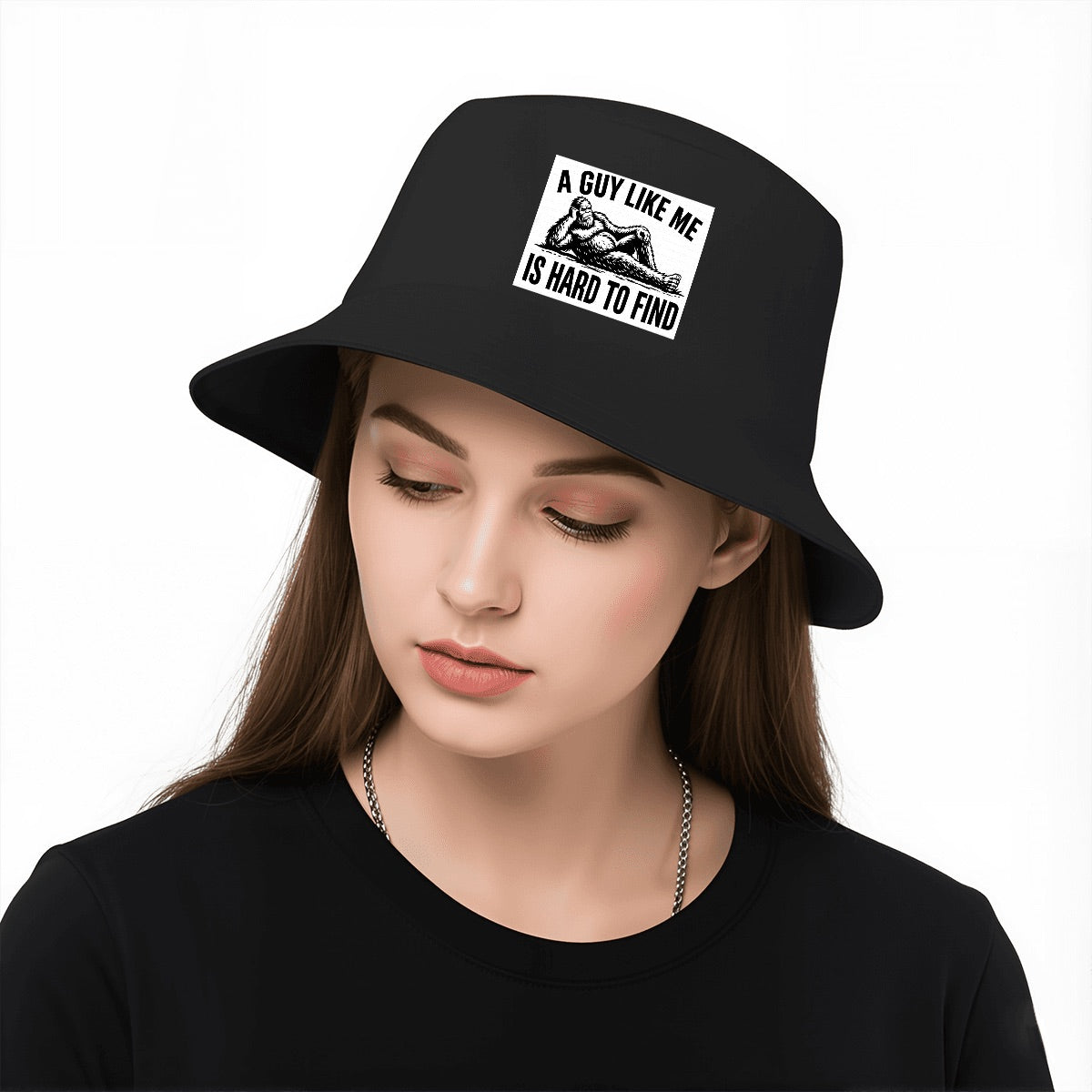 Bigfoot "A Guy Like Me Id Hard To Find" Funny Adult Double Layer Bucket Hat (Made in USA)