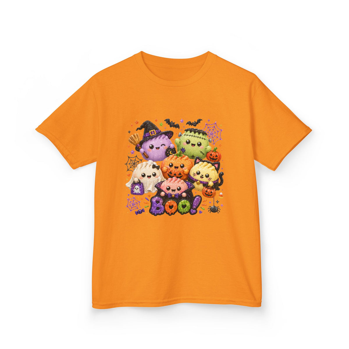Kids Halloween Squish Dumplings Boo Tee — Cute Kawaii Ghosts & Pumpkin Friends