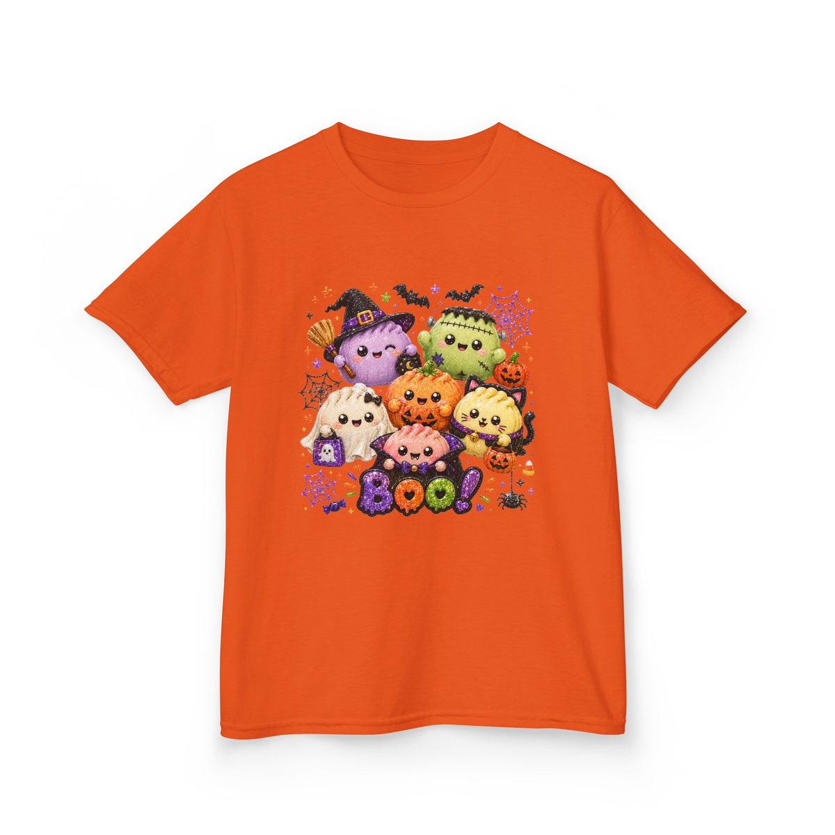 Kids Halloween Squish Dumplings Boo Tee — Cute Kawaii Ghosts & Pumpkin Friends