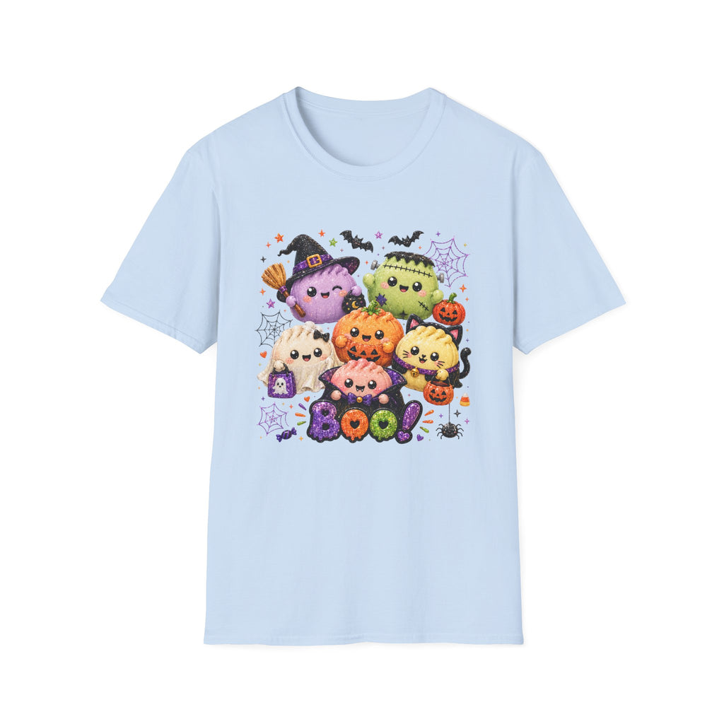Cute Halloween Squish Dumplings Pumpkin & Monster T-Shirt — Kawaii Trick-or-Treat 'Boo' Tee