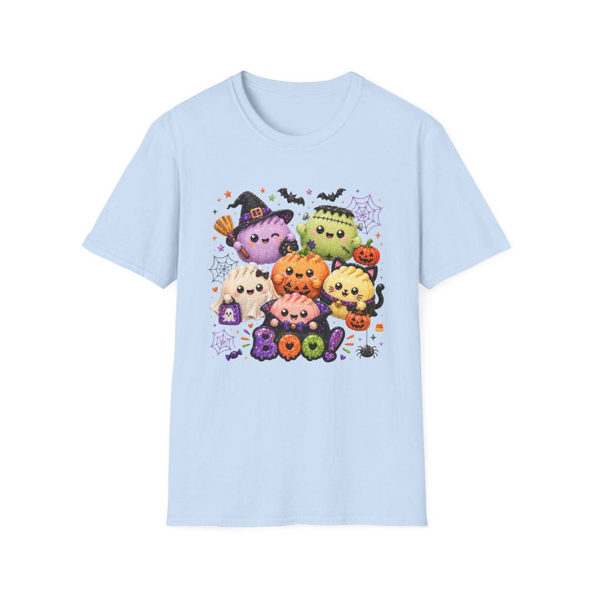 Cute Halloween Squish Dumplings Pumpkin & Monster T-Shirt — Kawaii Trick-or-Treat 'Boo' Tee