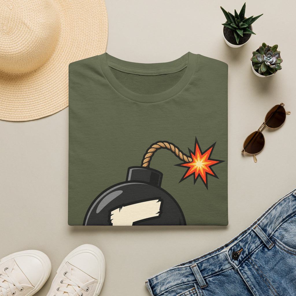 Funny F-Bomb Graphic T‑Shirt — 'F' Letter Cartoon Bomb Design