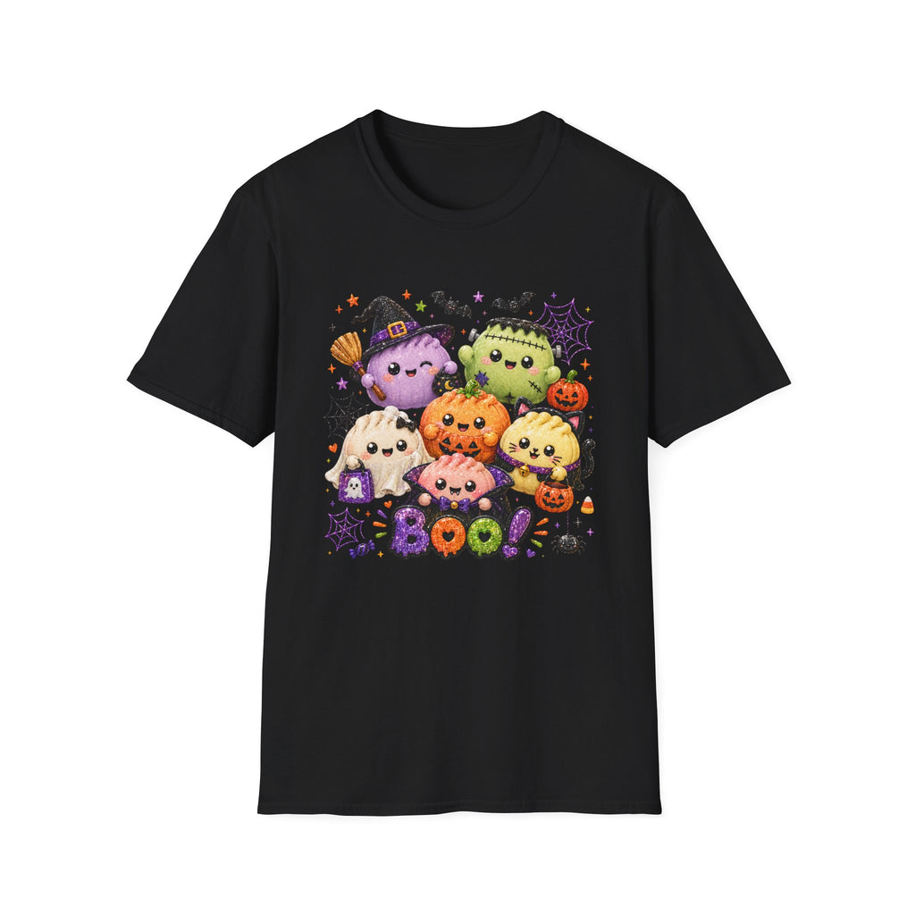 Cute Halloween Squish Dumplings Pumpkin & Monster T-Shirt — Kawaii Trick-or-Treat 'Boo' Tee