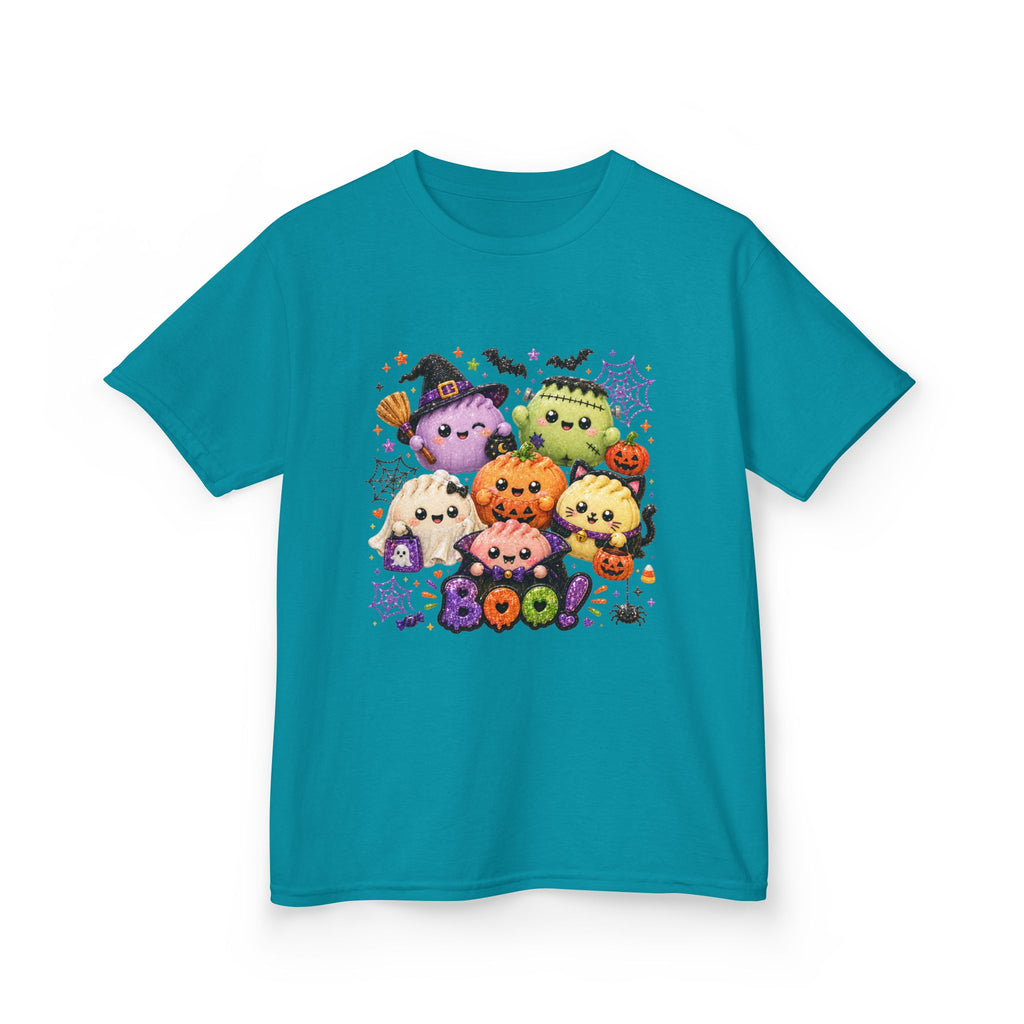 Kids Halloween Squish Dumplings Boo Tee — Cute Kawaii Ghosts & Pumpkin Friends