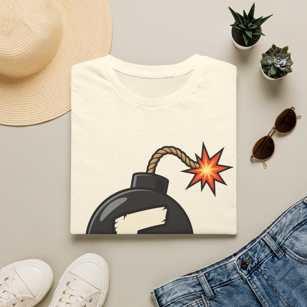 Funny F-Bomb Graphic T‑Shirt — 'F' Letter Cartoon Bomb Design