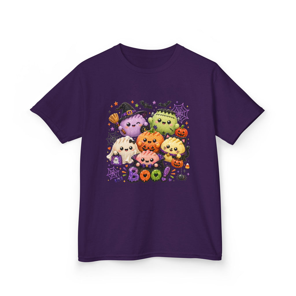Kids Halloween Squish Dumplings Boo Tee — Cute Kawaii Ghosts & Pumpkin Friends