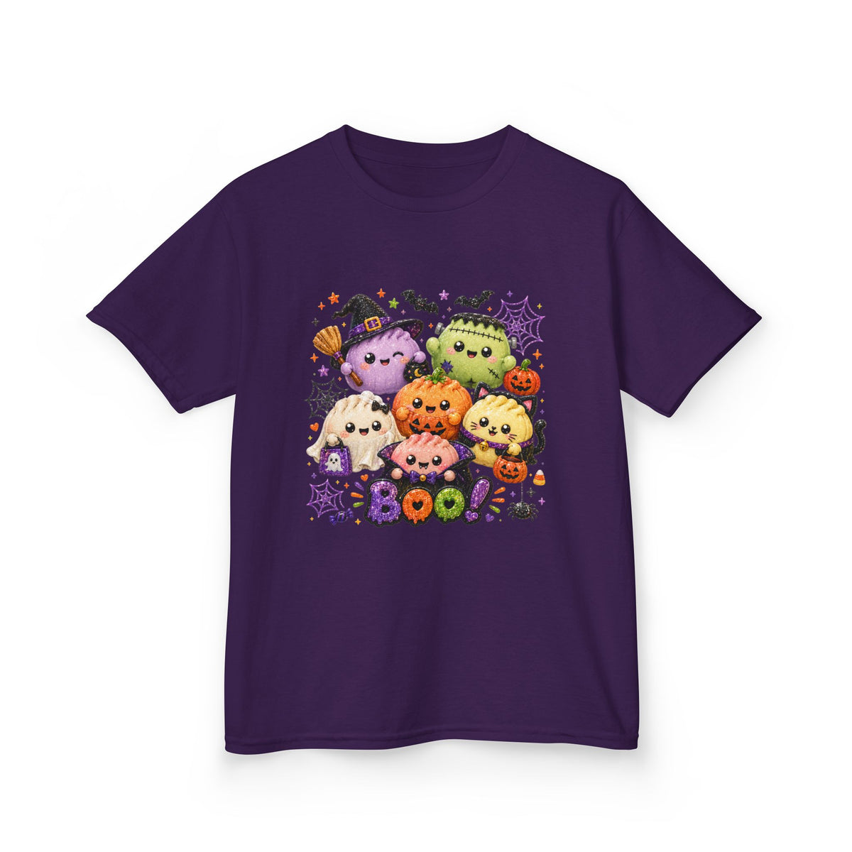 Kids Halloween Squish Dumplings Boo Tee — Cute Kawaii Ghosts & Pumpkin Friends