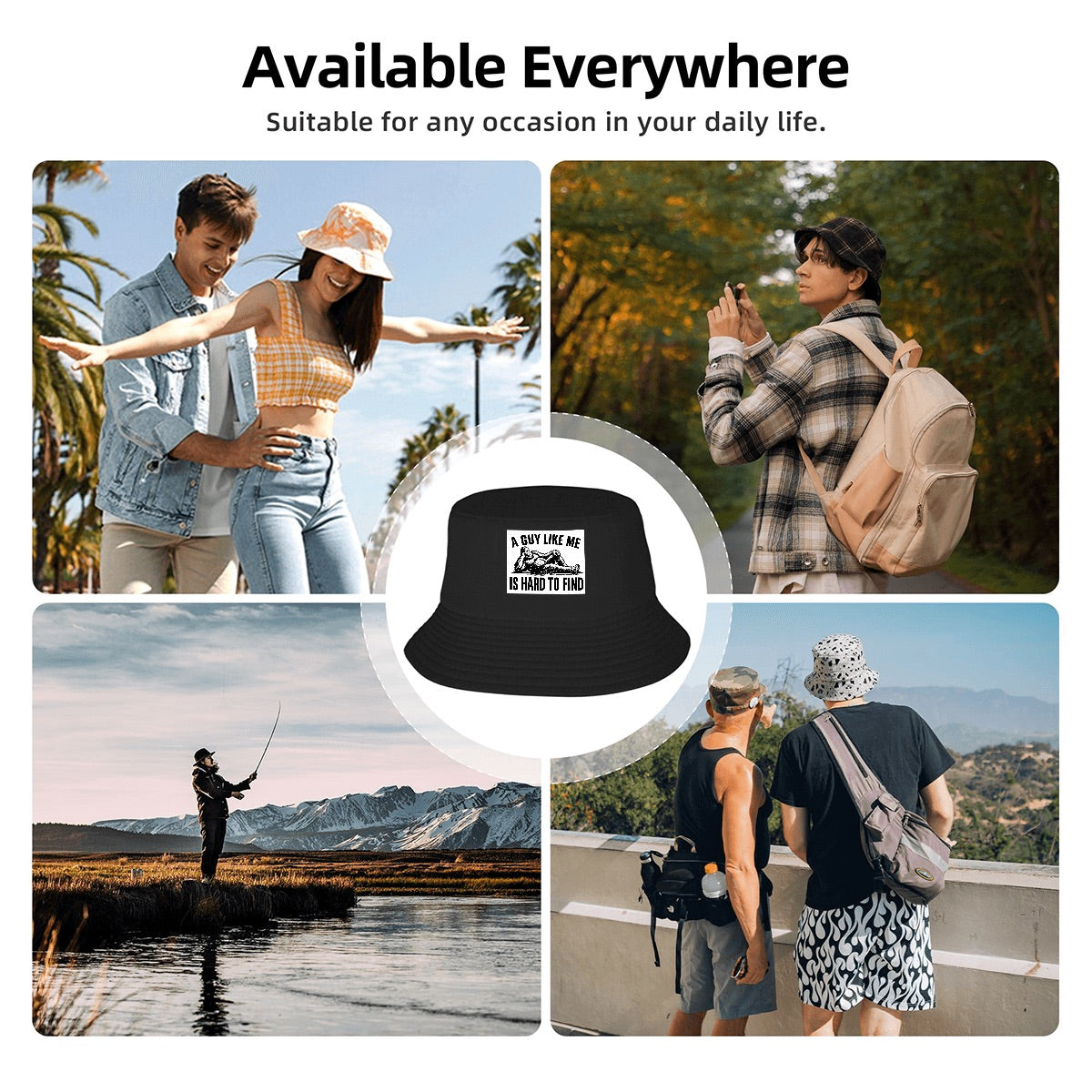 Bigfoot "A Guy Like Me Id Hard To Find" Funny Adult Double Layer Bucket Hat (Made in USA)