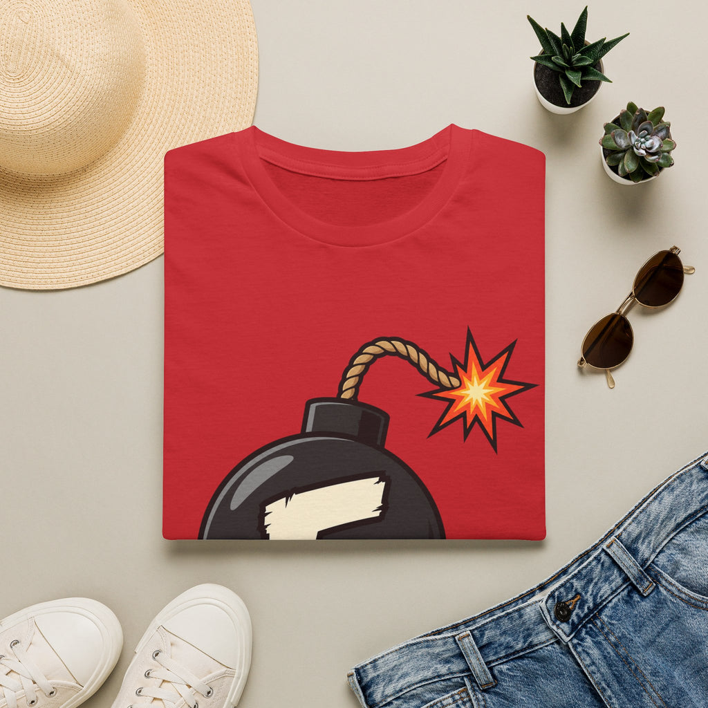 Funny F-Bomb Graphic T‑Shirt — 'F' Letter Cartoon Bomb Design