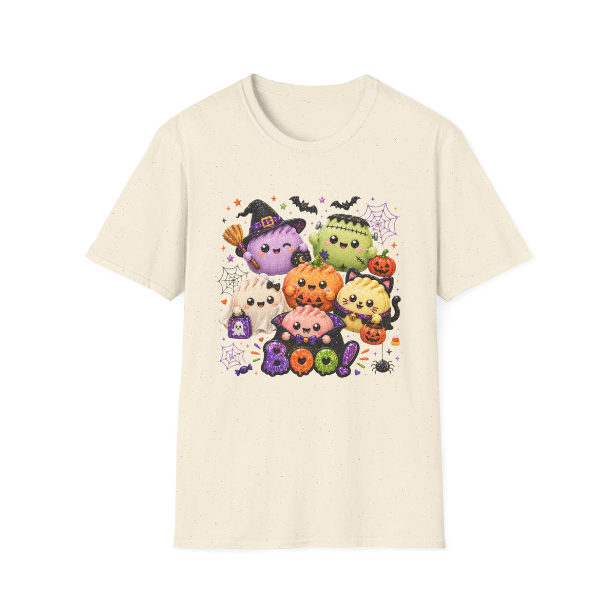 Cute Halloween Squish Dumplings Pumpkin & Monster T-Shirt — Kawaii Trick-or-Treat 'Boo' Tee