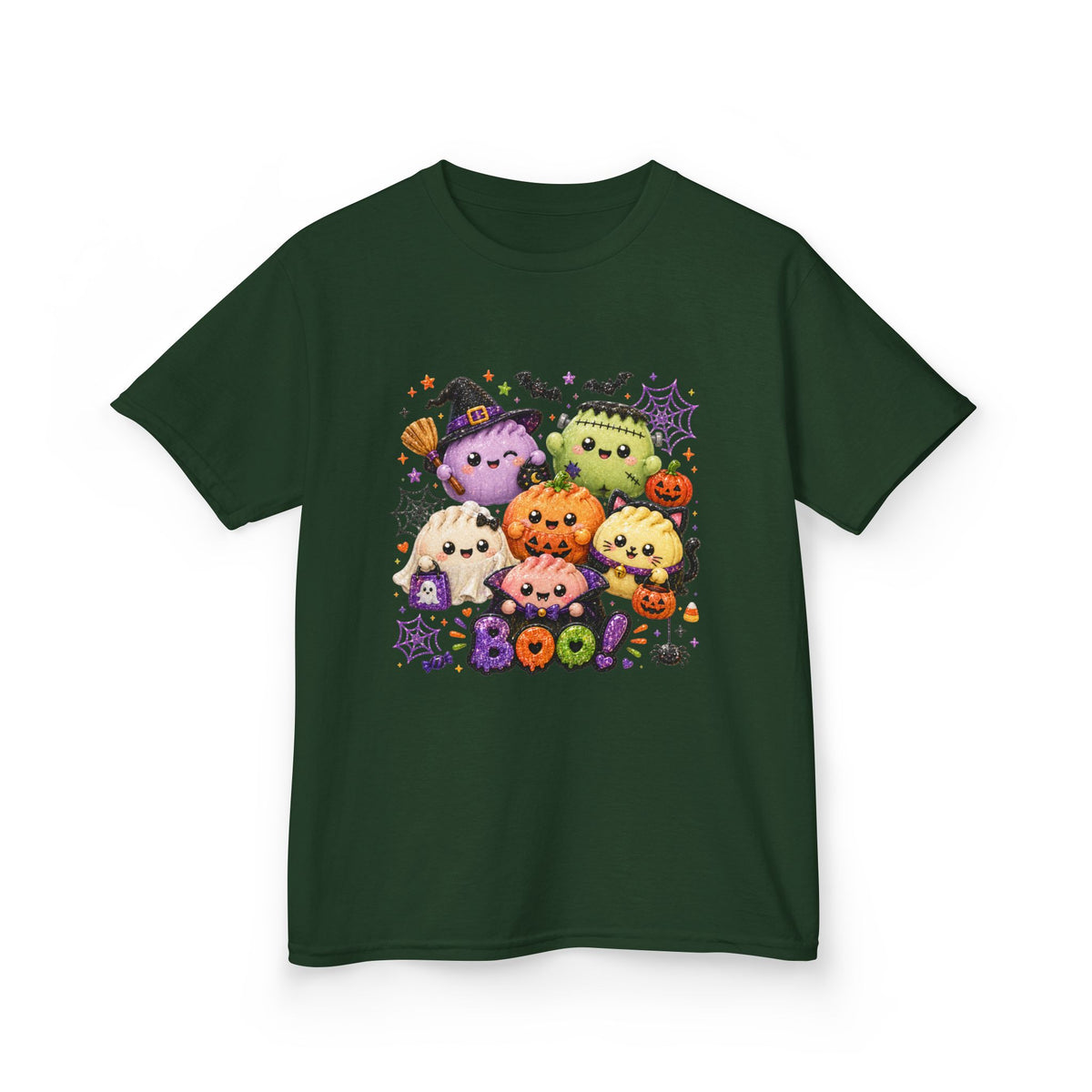 Kids Halloween Squish Dumplings Boo Tee — Cute Kawaii Ghosts & Pumpkin Friends