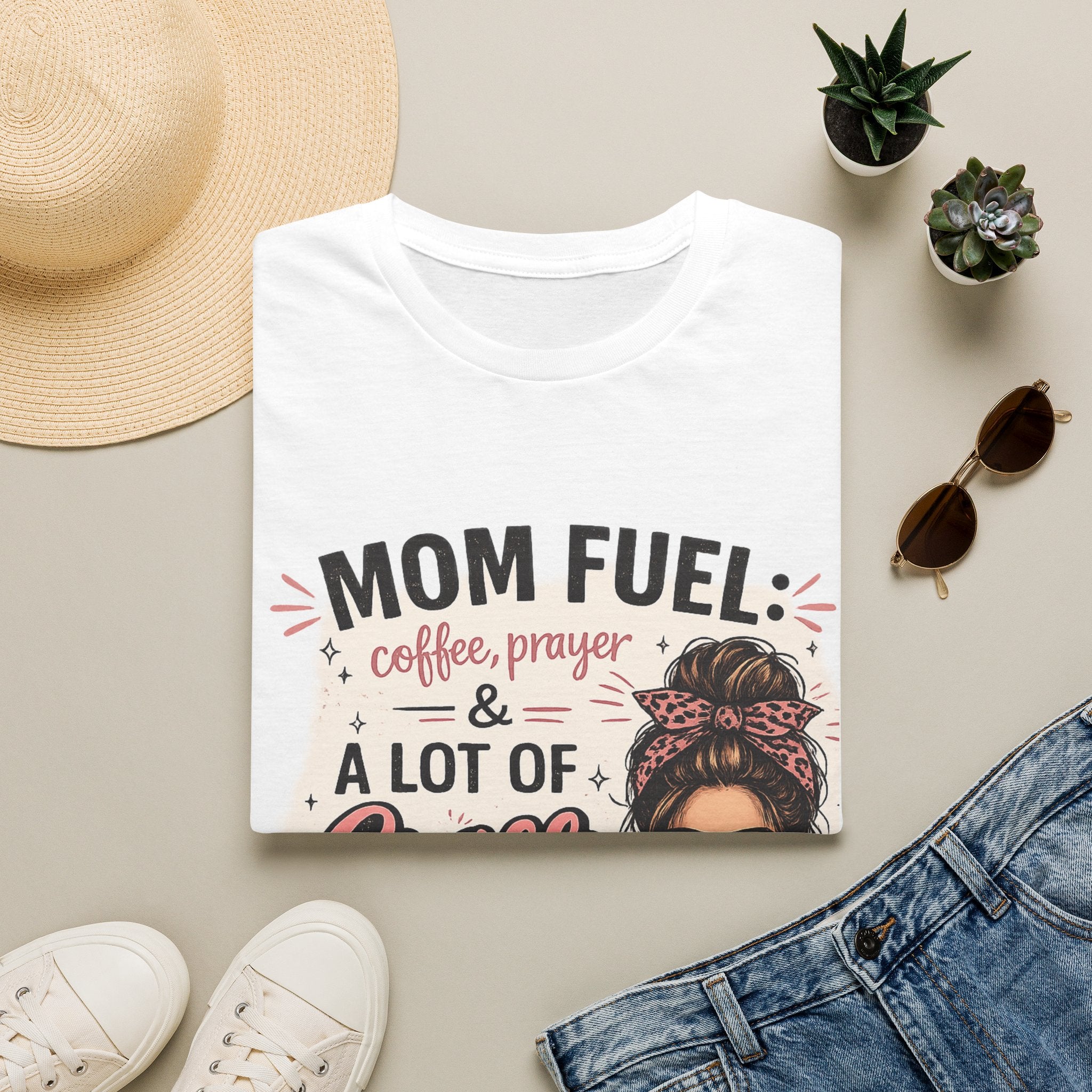 Mom Fuel T‑Shirt — "Coffee, Prayer & A Lot of Grace" Graphic Tee for Moms