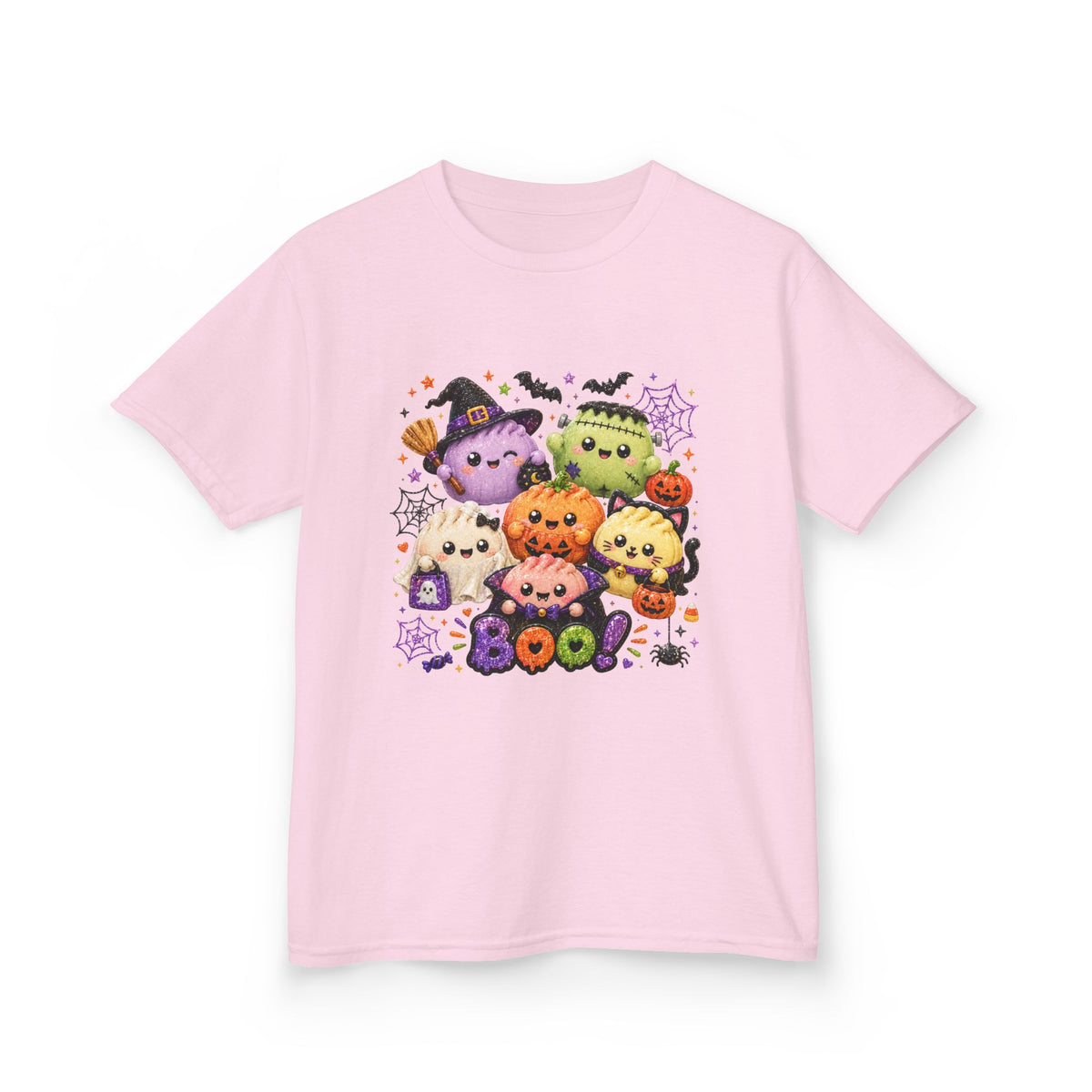 Kids Halloween Squish Dumplings Boo Tee — Cute Kawaii Ghosts & Pumpkin Friends