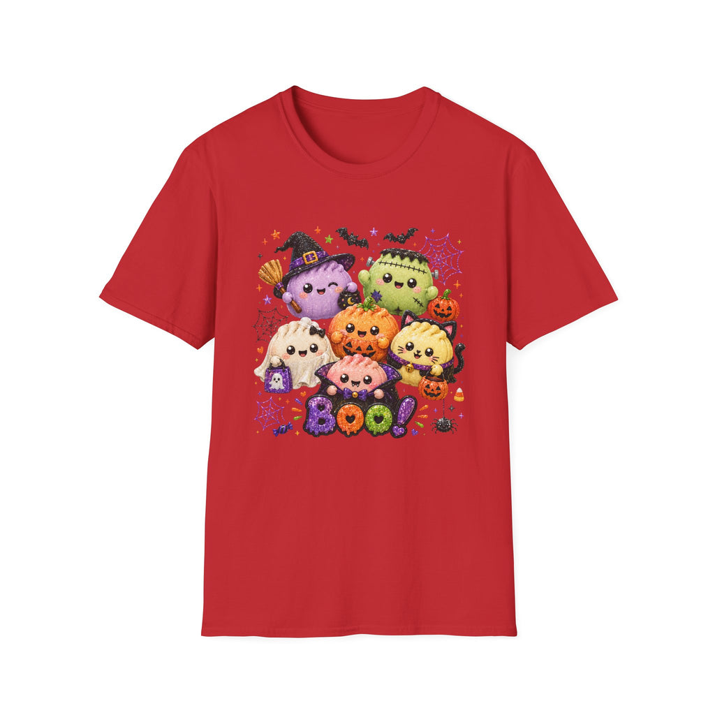 Cute Halloween Squish Dumplings Pumpkin & Monster T-Shirt — Kawaii Trick-or-Treat 'Boo' Tee