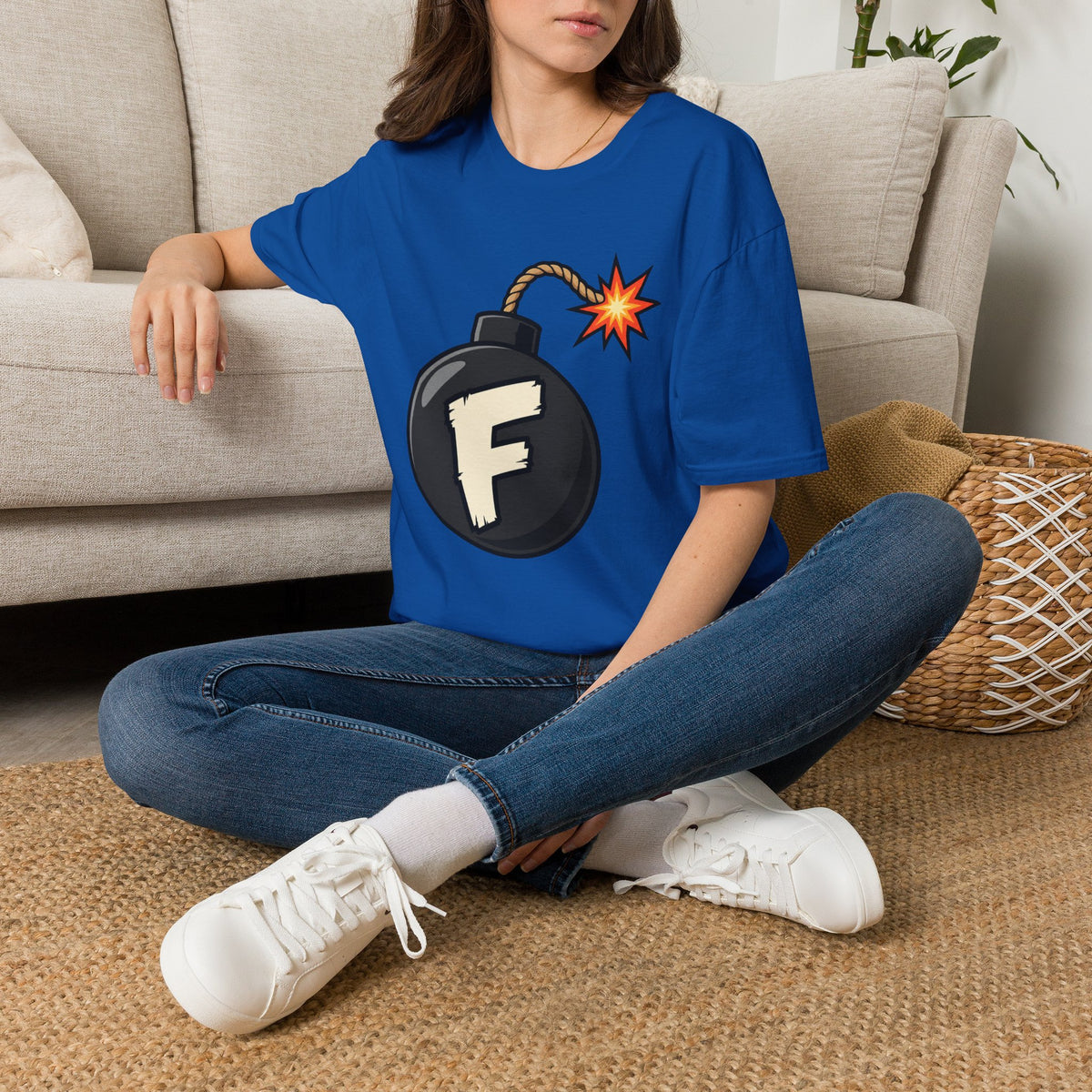 Funny F-Bomb Graphic T‑Shirt — 'F' Letter Cartoon Bomb Design